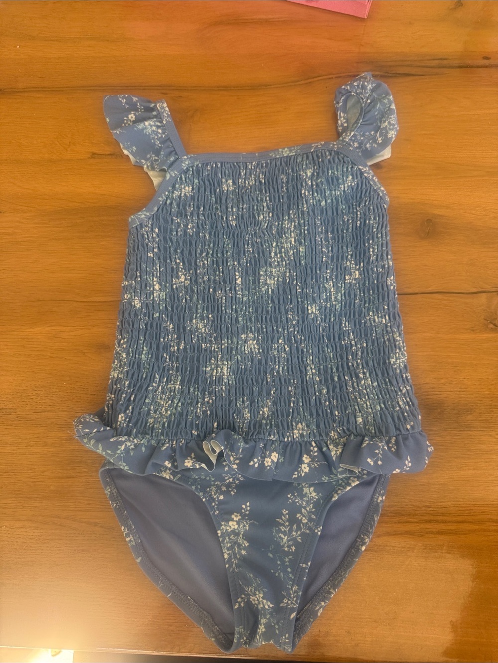 Gymboree Blue Floral Smocked One-Piece Swimsuit with Ruffle